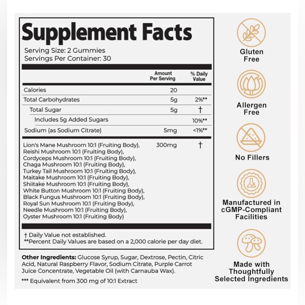 NEW Auri Super Mushroom Daily Gummies Wild Raspberry Brain Focus Wellness - Picture 6 of 6